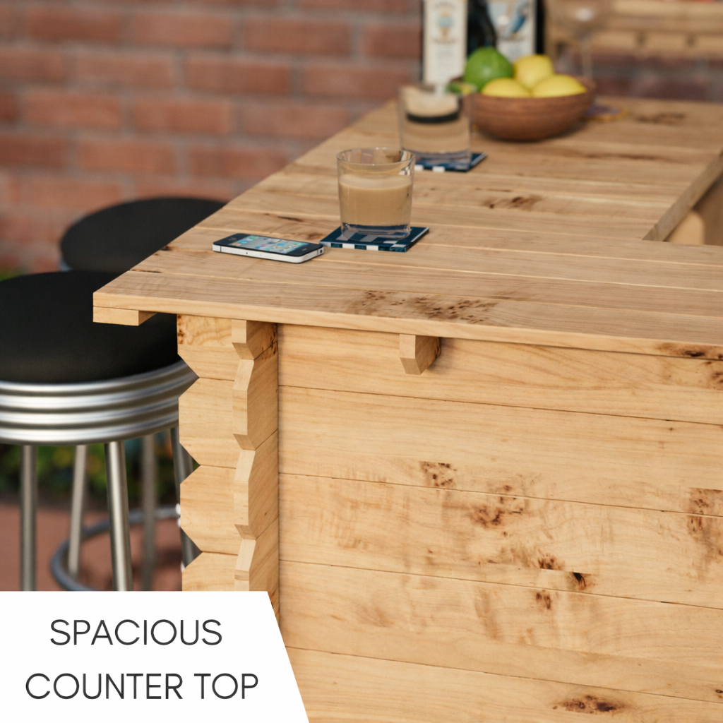 Wooden Corner Bar Interlock Garden Bar Space Saving Outdoor Bars at Home