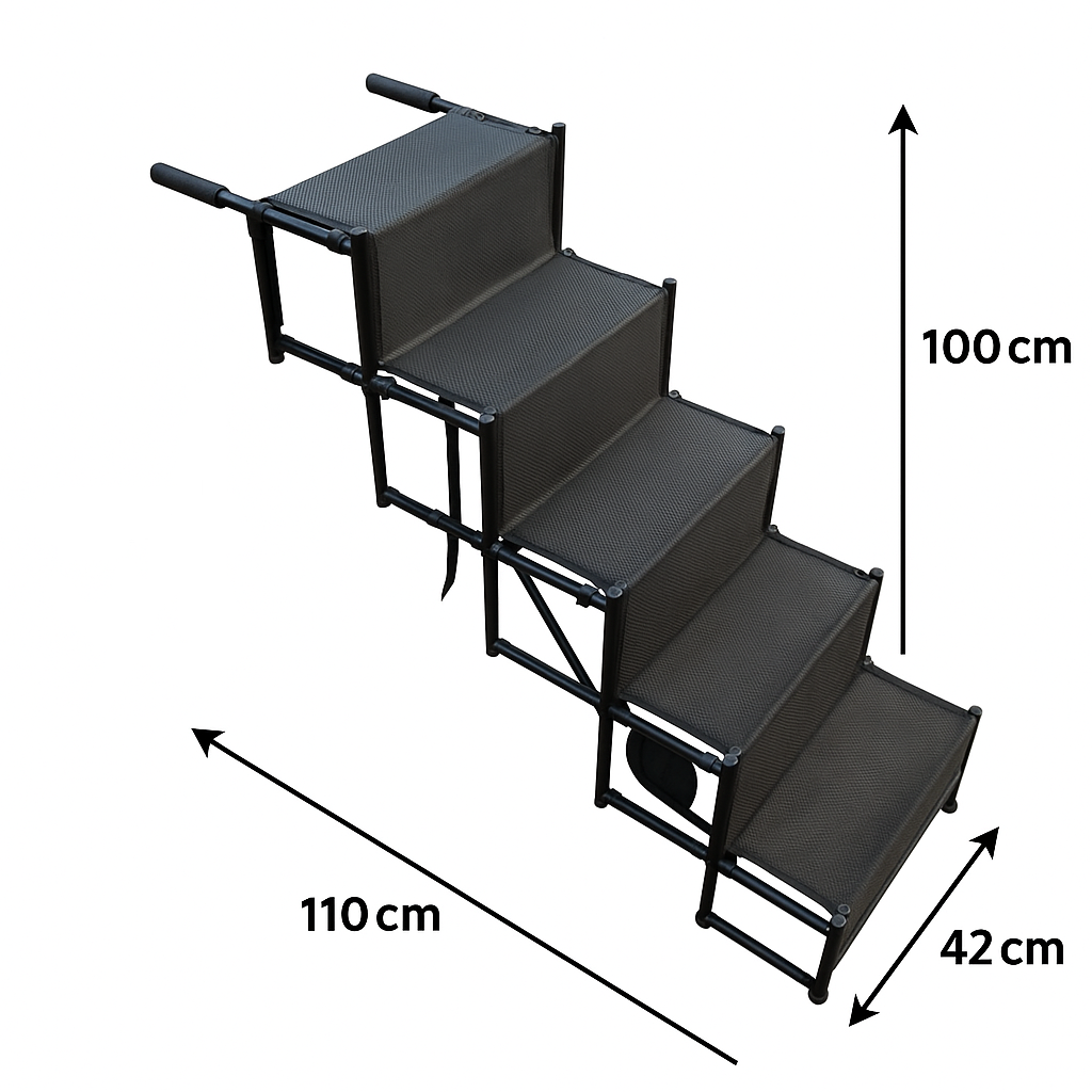 Foldable Dog Ramp 5 Steps – 100x110x42cm Non-Slip Stairs for Pets