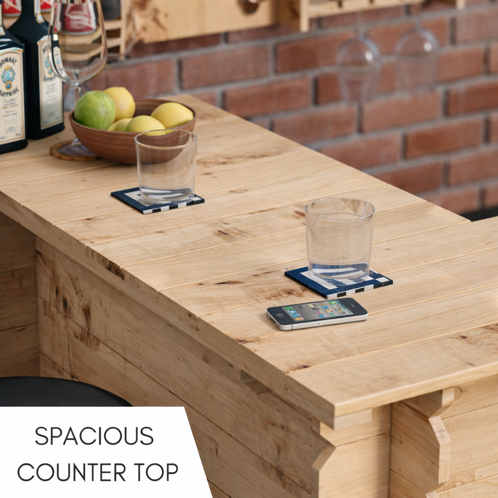Wooden Corner Bar Interlock Garden Bar Space Saving Outdoor Bars at Home