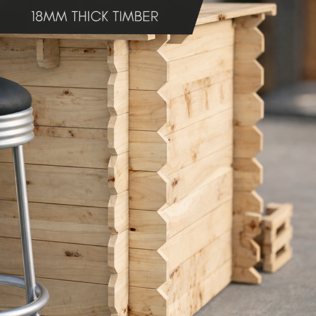 Wooden Corner Bar Interlock Garden Bar Space Saving Outdoor Bars at Home