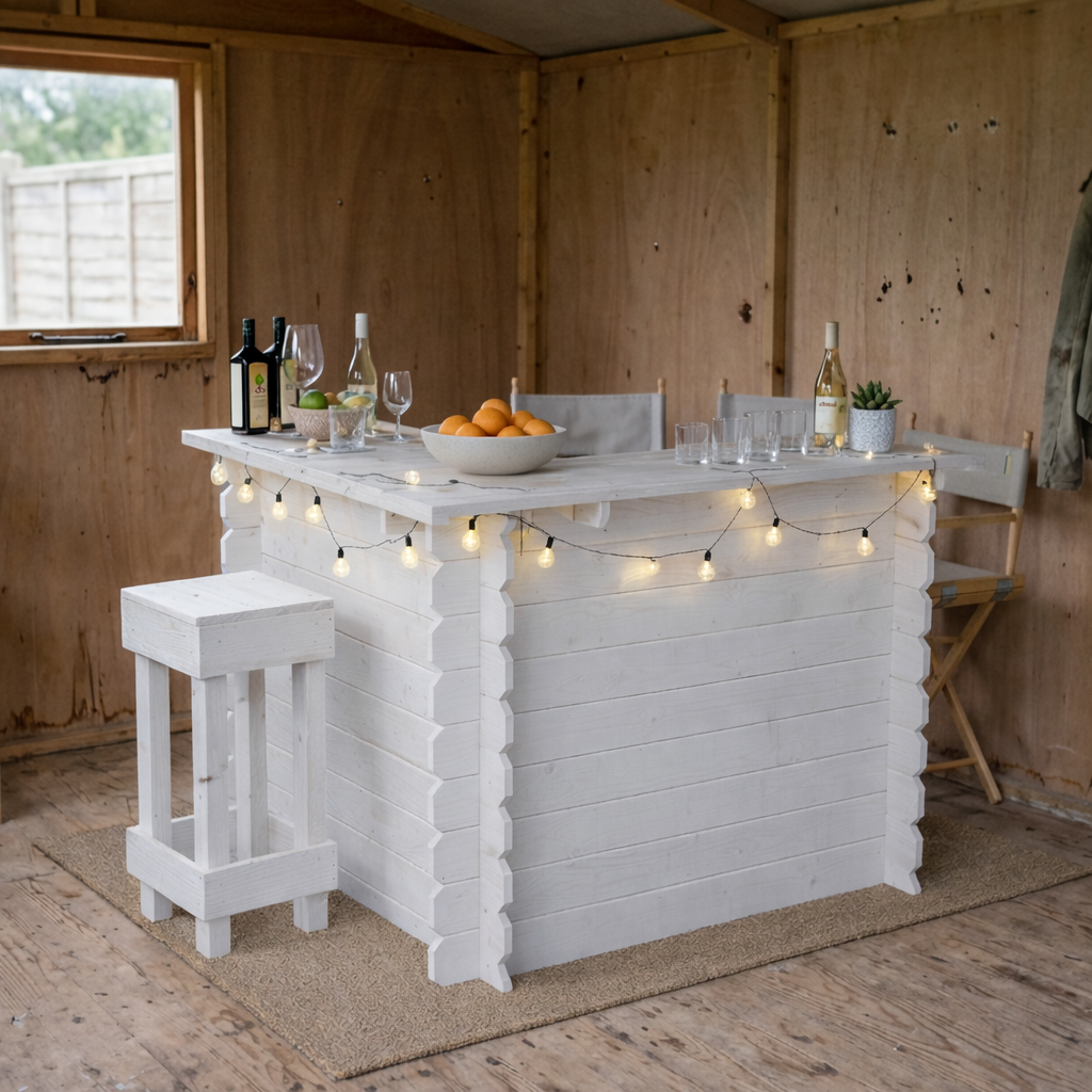 Wooden Corner Bar Interlock Garden Bar Space Saving Outdoor Bars at Home