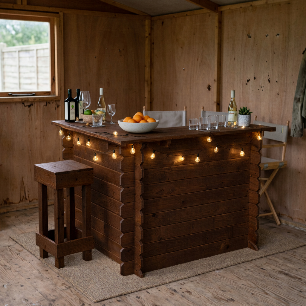 Wooden Corner Bar Interlock Garden Bar Space Saving Outdoor Bars at Home