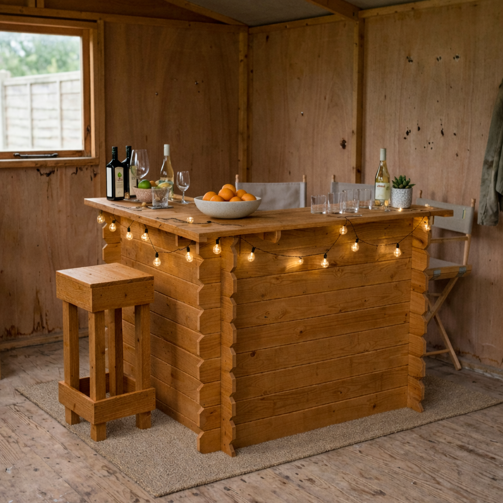 Wooden Corner Bar Interlock Garden Bar Space Saving Outdoor Bars at Home