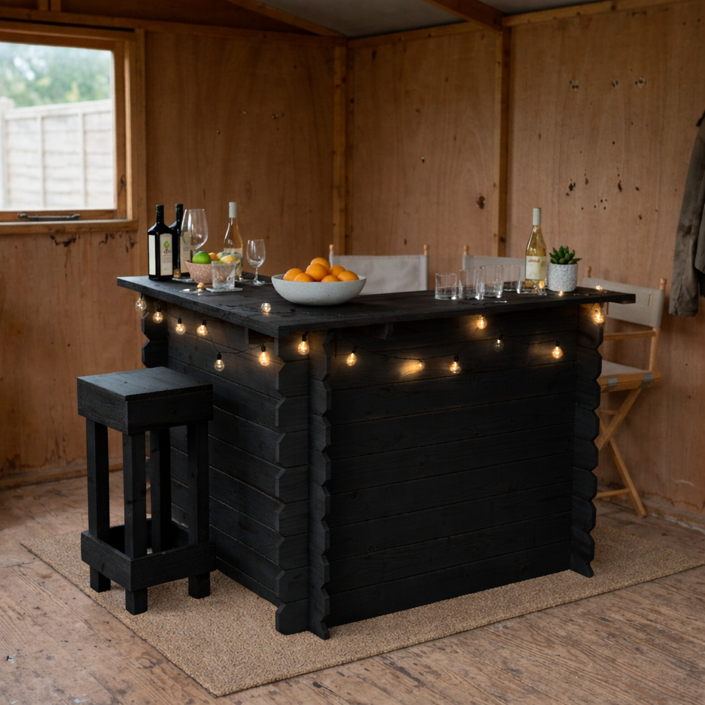 Wooden Corner Bar Interlock Garden Bar Space Saving Outdoor Bars at Home