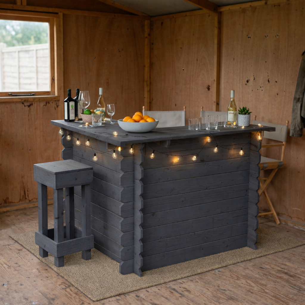 Wooden Corner Bar Interlock Garden Bar Space Saving Outdoor Bars at Home
