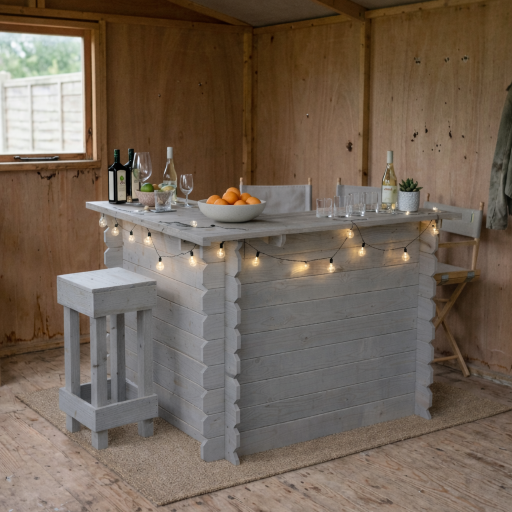 Wooden Corner Bar Interlock Garden Bar Space Saving Outdoor Bars at Home