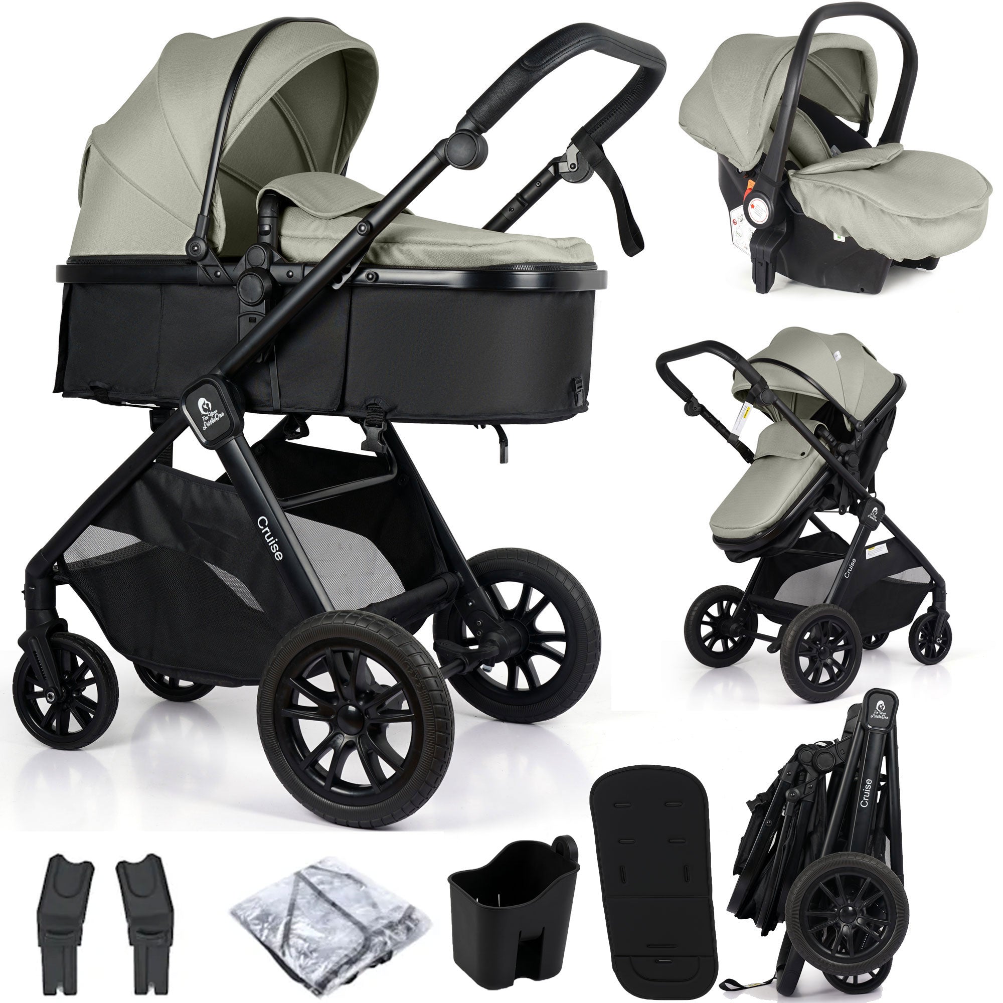 3 in 1 Travel System with Car Seat Pebble Sage Foryourlittleone