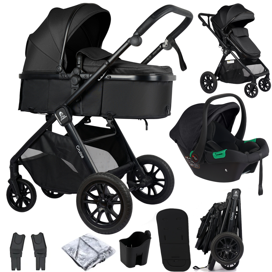 3 in 1 Travel System Baby Stroller with Car Seat Eclipse Black Foryourlittleone