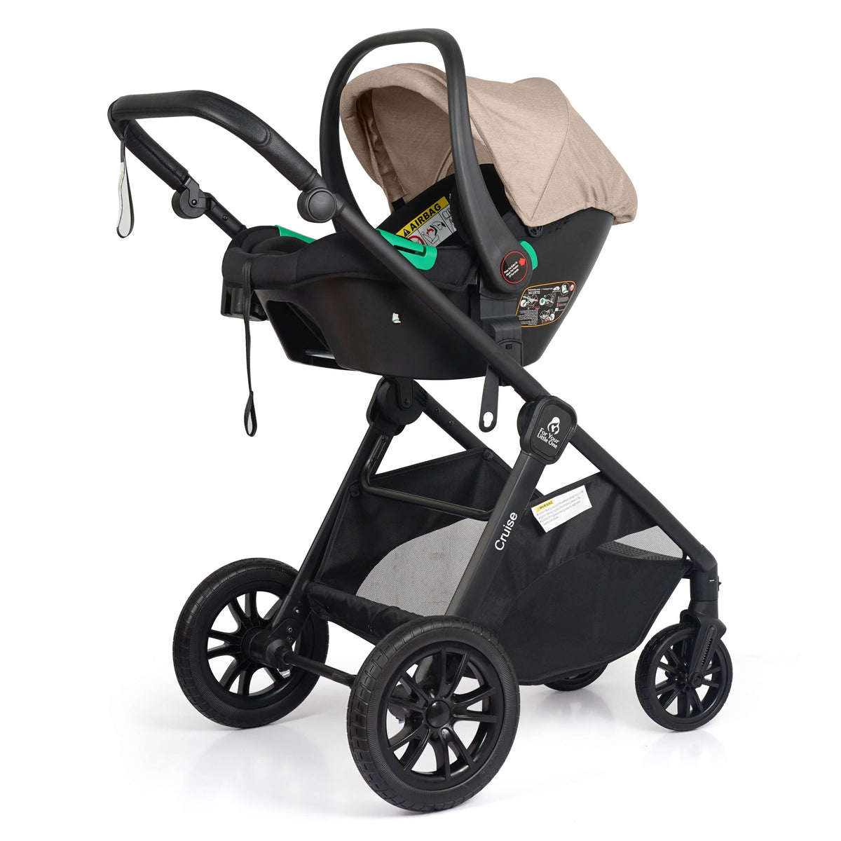 3 in 1 Travel System Baby Stroller with Car Seat Dune Beige Foryourlittleone