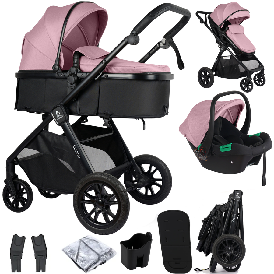 3 in 1 Travel System Baby Stroller with Car Seat Blush Rose Foryourlittleone