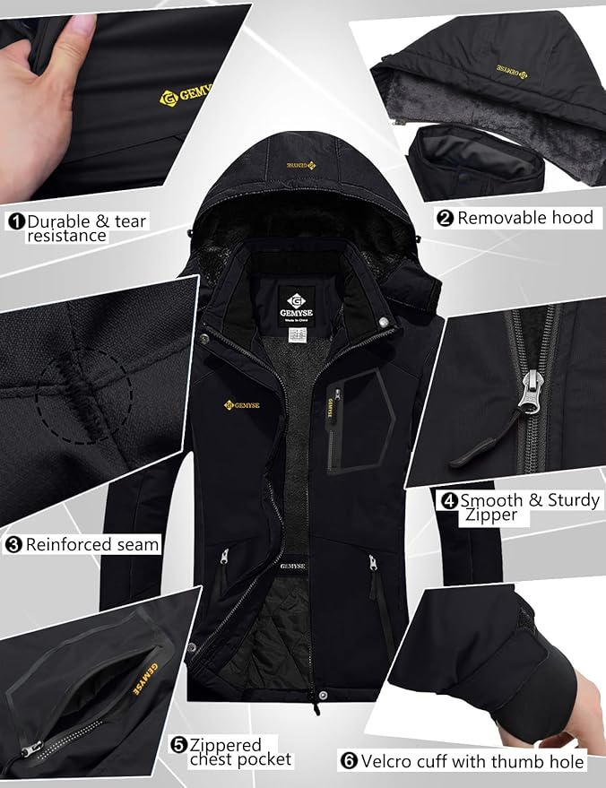 Womens Winter Jacket Mountain Ski Waterproof Windproof Size M, Dark Grey