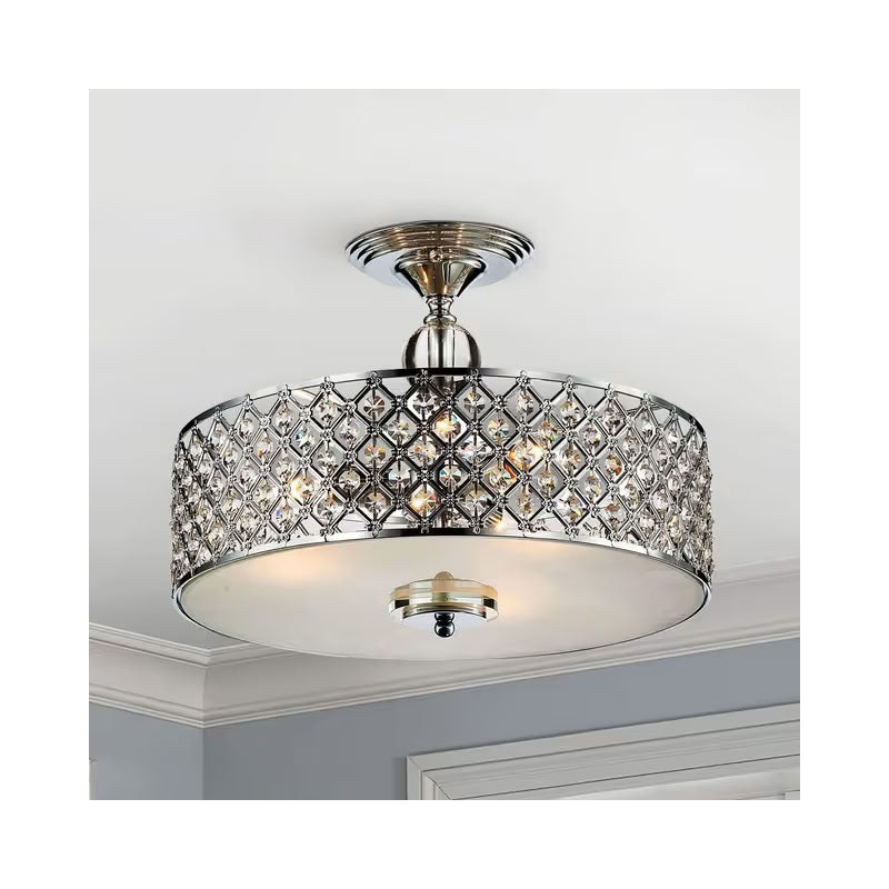 Crystal Ceiling Light 40cm Chrome Modern Chandelier E14 Saint Mossi Living Room