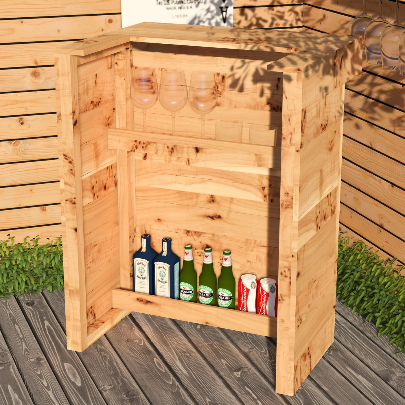 Wooden Pallet Bar 80cm Rustic Outdoor Garden Bar Storage Bars at Home