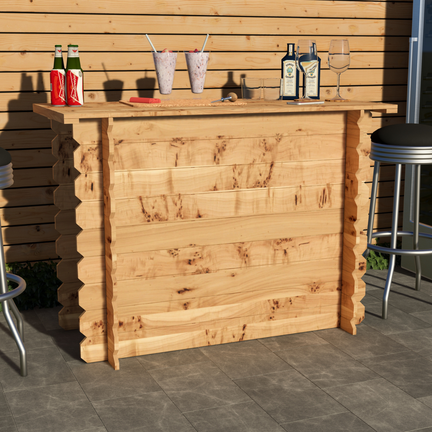 Corner Garden Bar Outdoor Wooden Interlock Drinks Bar Patio