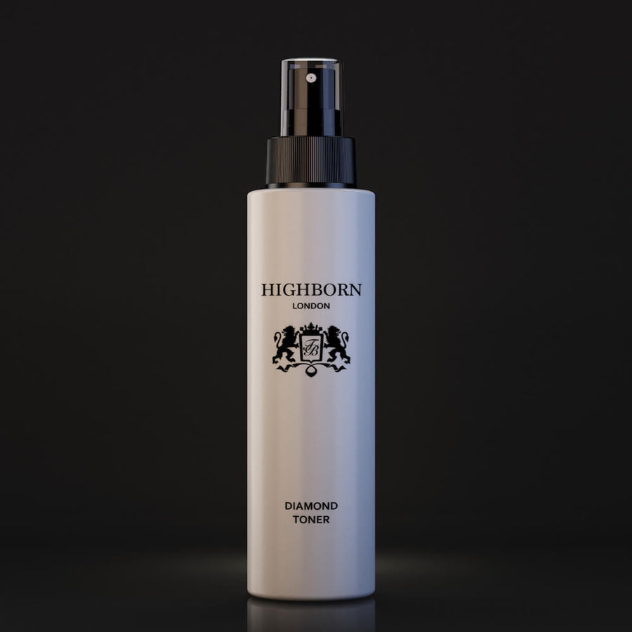 Highborn London Diamond Toner bottle on a black background