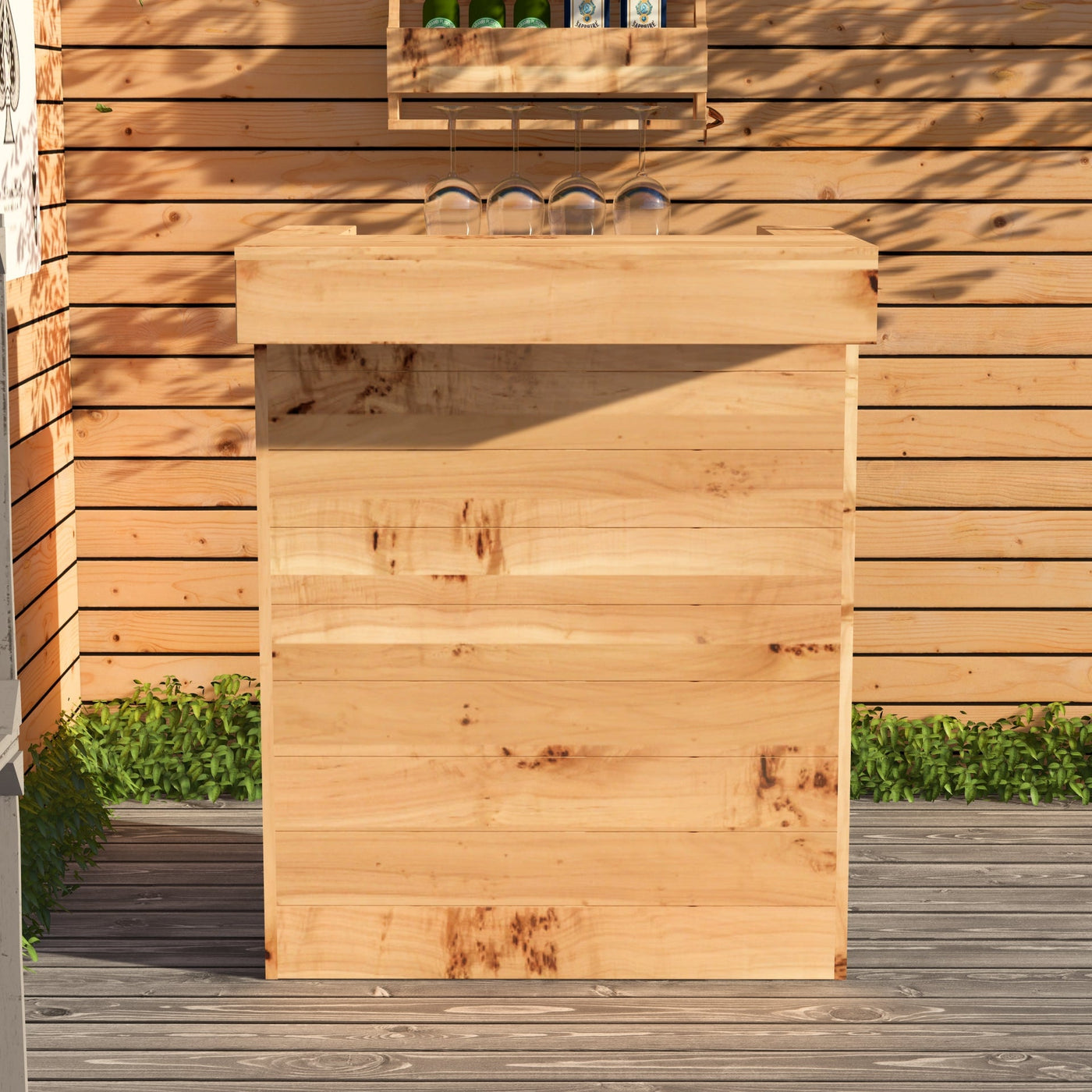 Wooden Pallet Bar 80cm Rustic Outdoor Garden Bar Storage Bars at Home