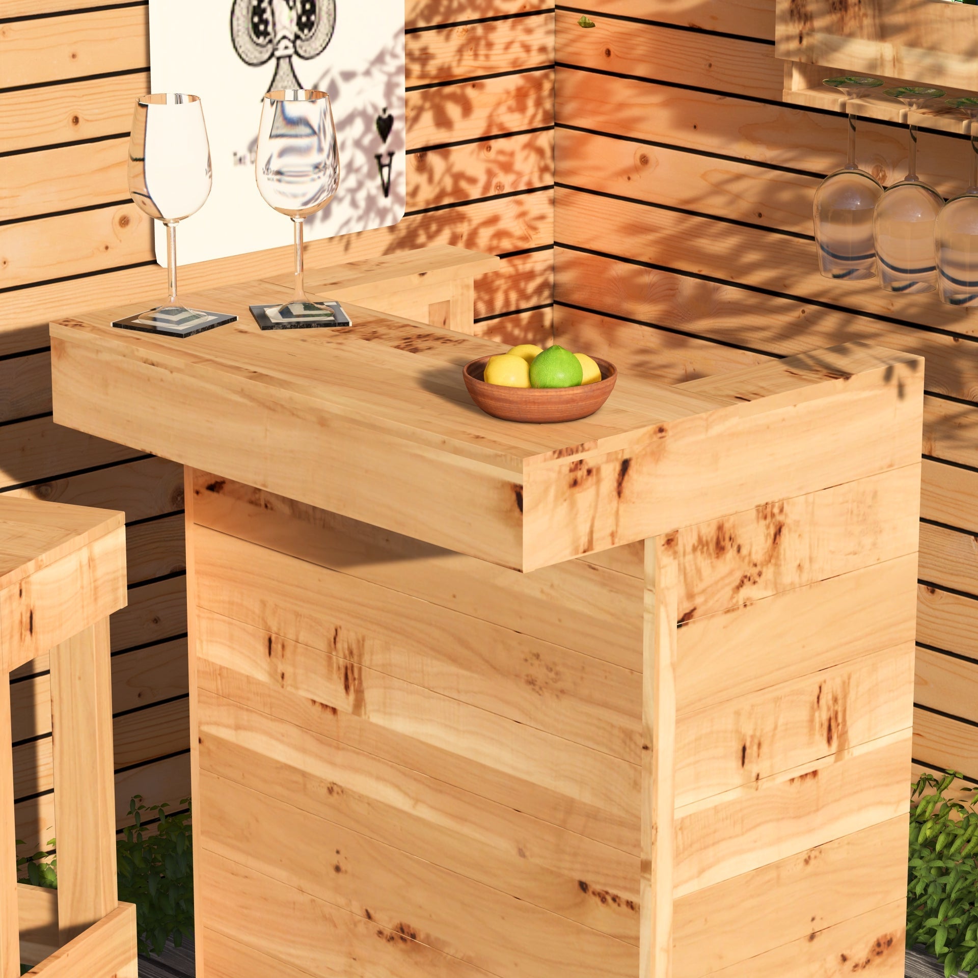 Wooden Pallet Bar 80cm Rustic Outdoor Garden Bar Storage Bars at Home
