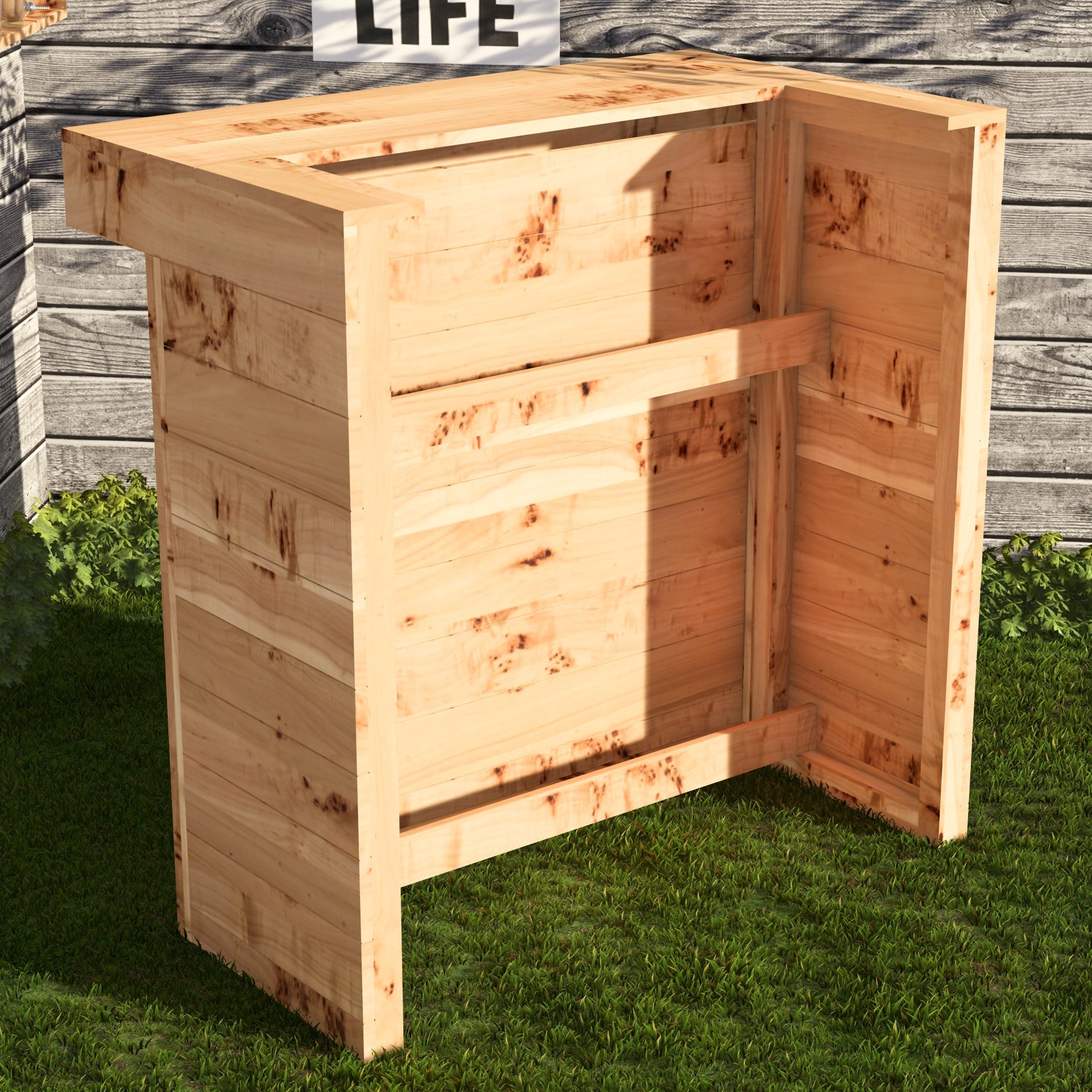 Wooden Pallet Bar 100cm Rustic Outdoor Garden Bar Storage Bars at Home