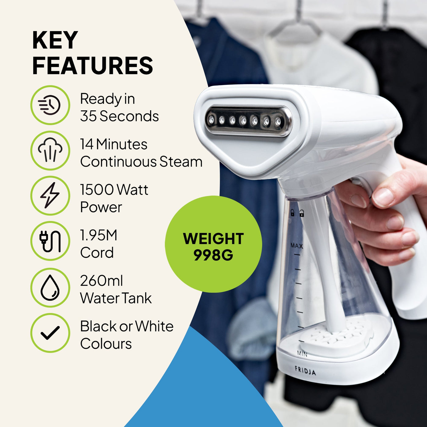 Handheld Clothes Steamer Fast Heat Portable Garment Care F10 Fridja