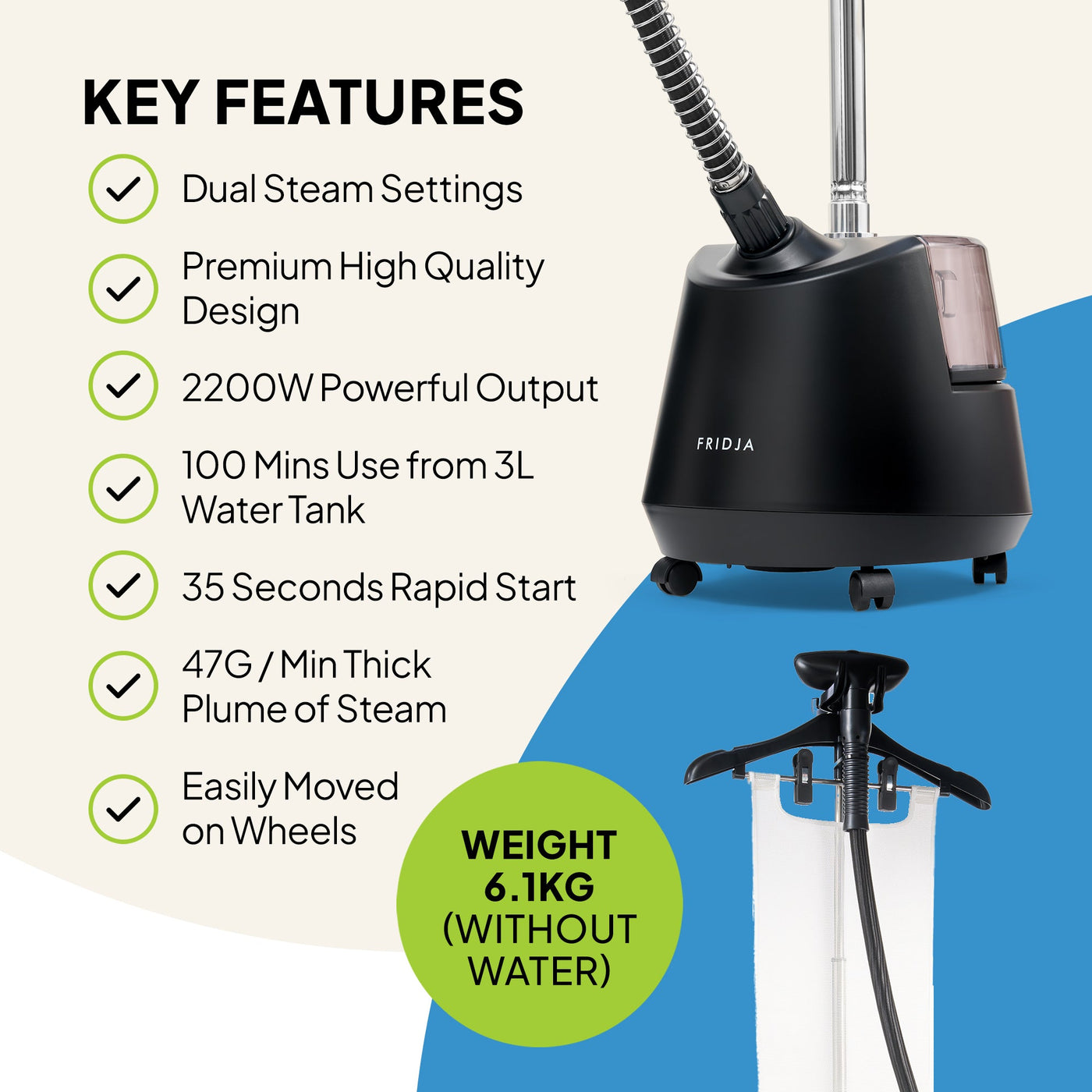 Clothes Steamer Pro Professional Garment Steamer Upright f1200 Fridja