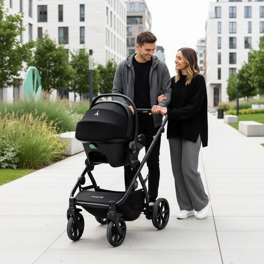 3in1 Travel System Pram Pushchair Car Seat Lightweight Foldable Teal Noordi