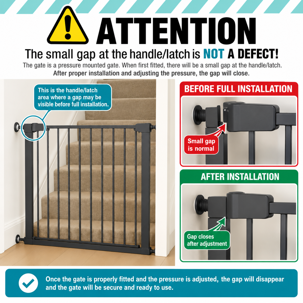 2 Pack Baby Safety Gate Extra Wide Pressure Fit Stair Gate Pet Barrier FYLO