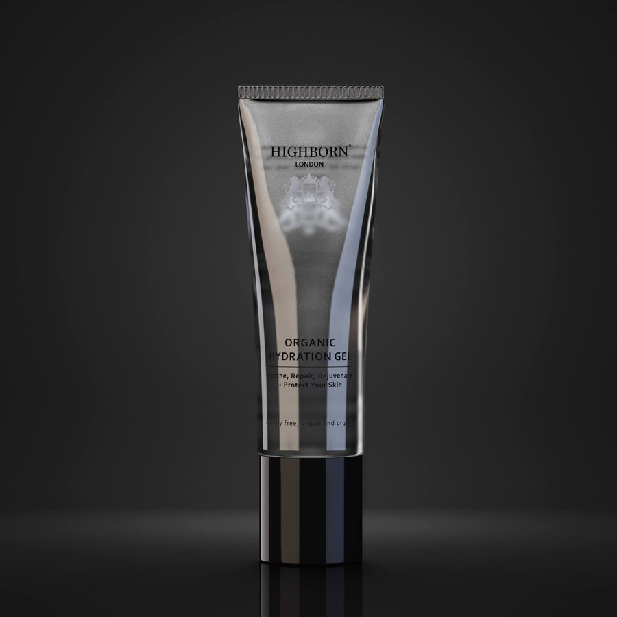 Skincare tube labeled 'Highborn' on a dark background