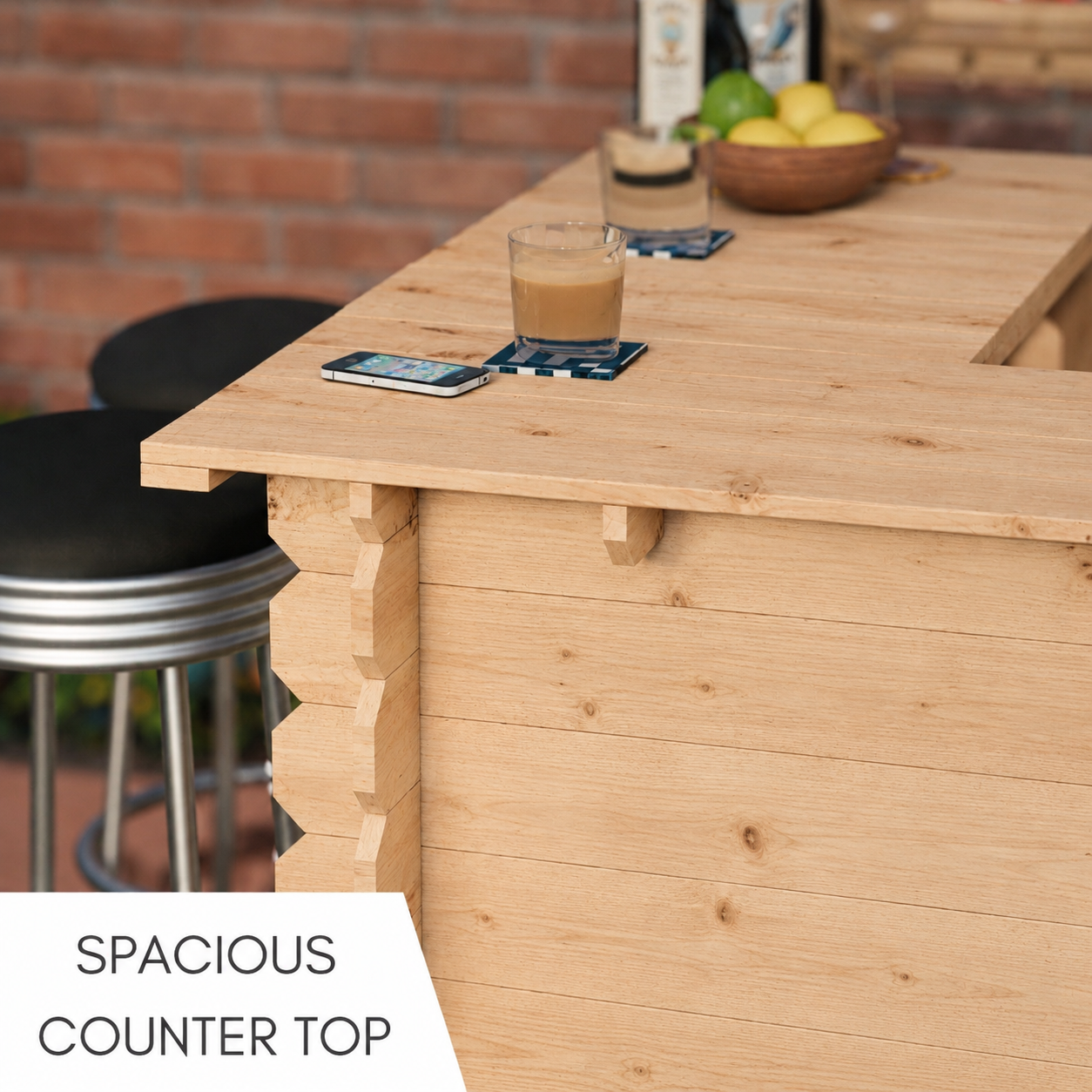 Wooden Corner Bar Interlock Garden Bar Space Saving Outdoor Bars at Home