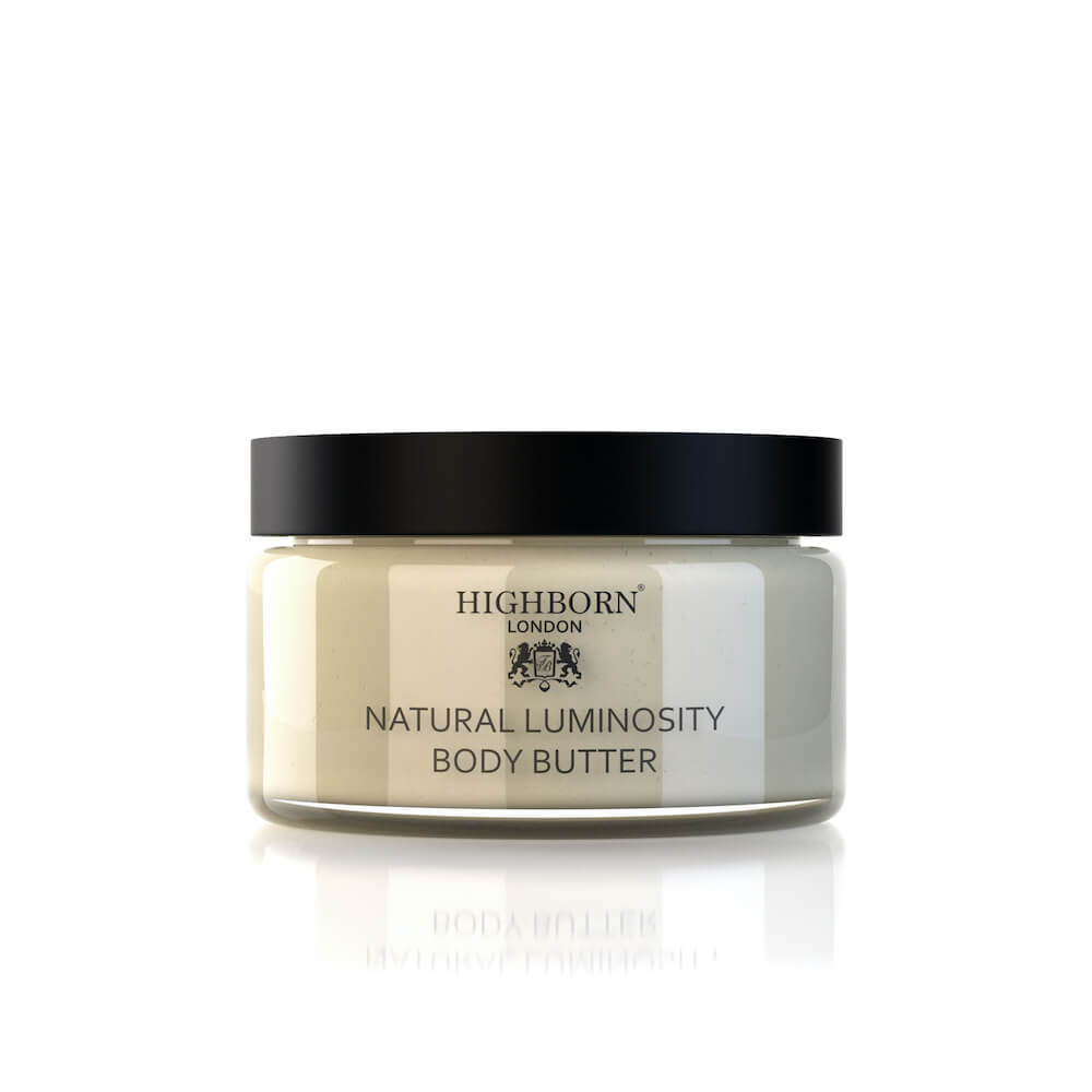 Jar of Highborn London Natural Luminosity Body Butter on a white background