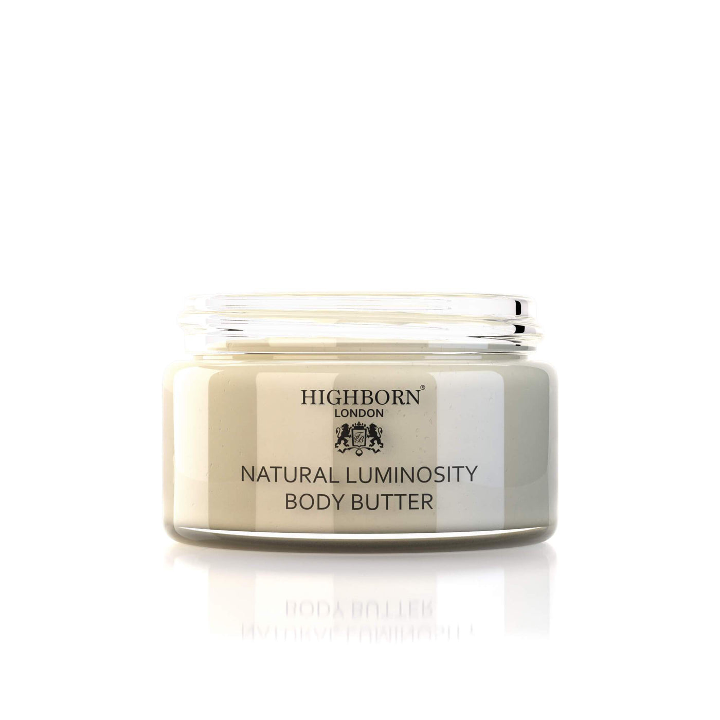 Jar of Highborn London Natural Luminosity Body Butter on a white background