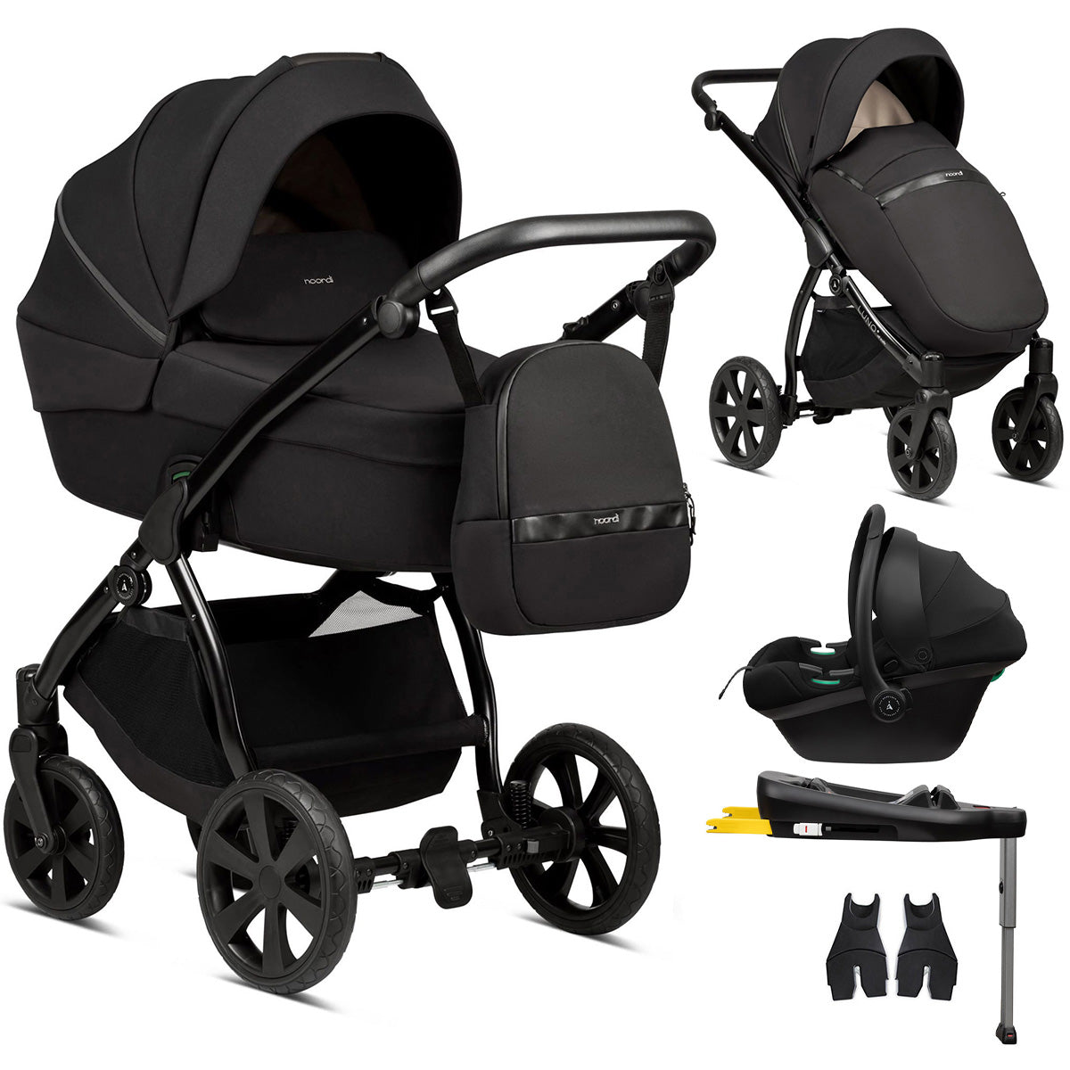 3 in 1 Travel System Pram Pushchair Carrycot Car Seat All Terrain Noordi Luno