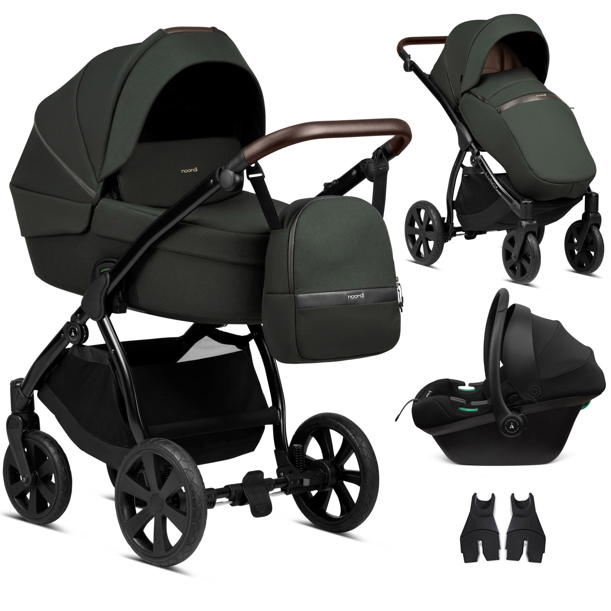 3 in 1 Travel System Pram Pushchair Carrycot Car Seat All Terrain Noordi Luno
