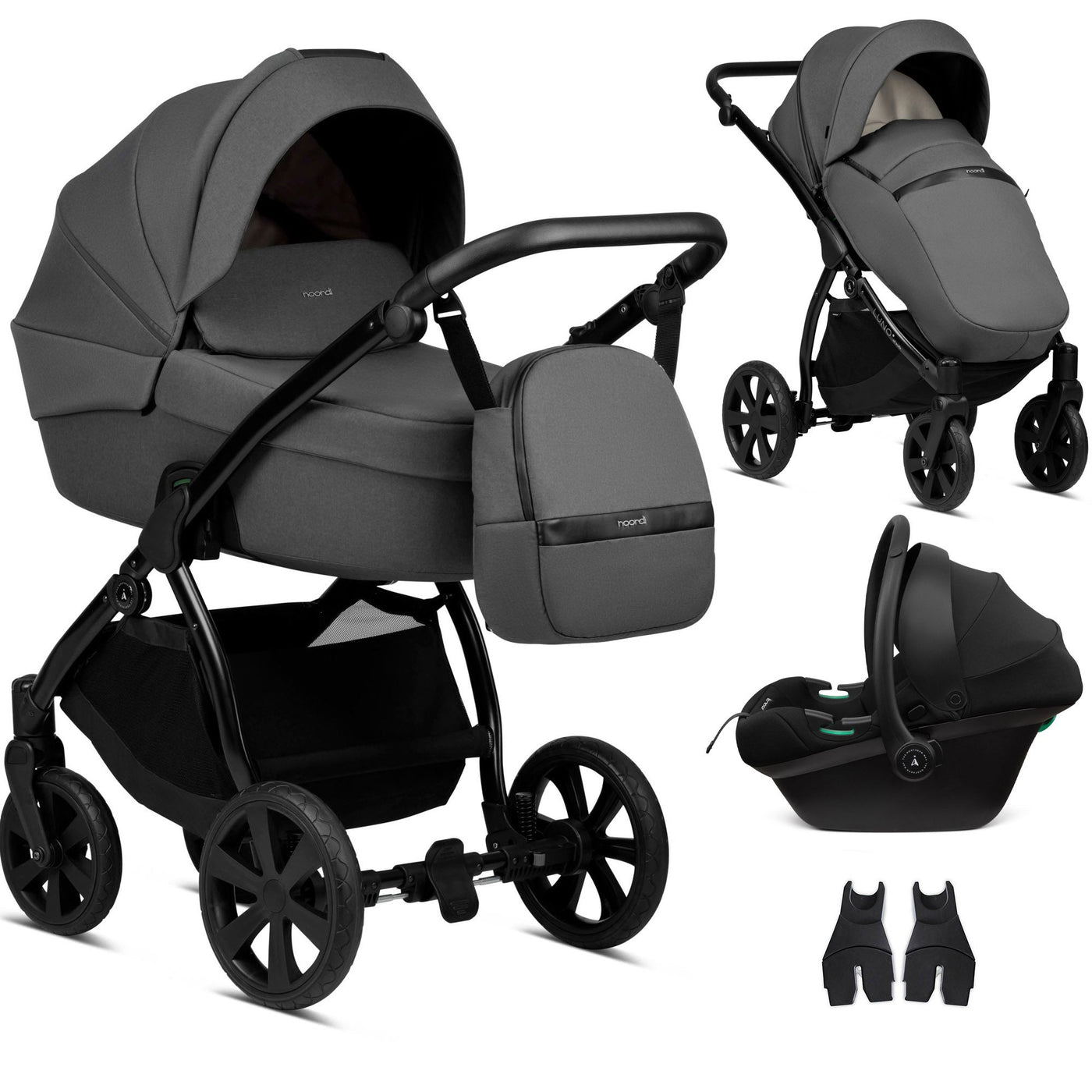 3 in 1 Travel System Pram Pushchair Carrycot Car Seat All Terrain Noordi Luno
