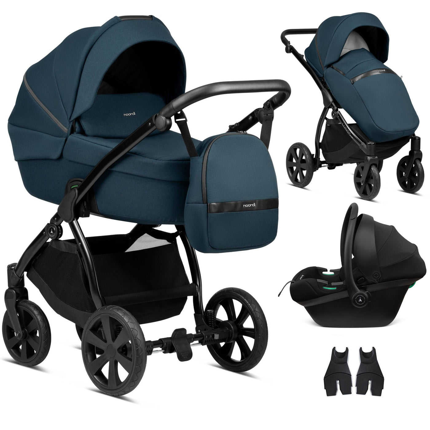 3 in 1 Travel System Pram Pushchair Carrycot Car Seat All Terrain Noordi Luno