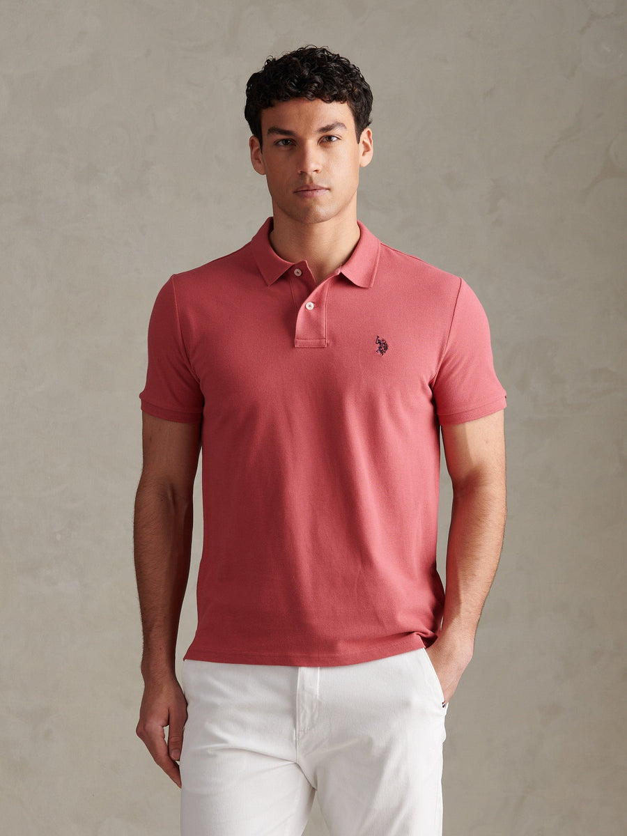 US Polo Assn Mens Double Horsemen Polo Shirt Slate Rose
