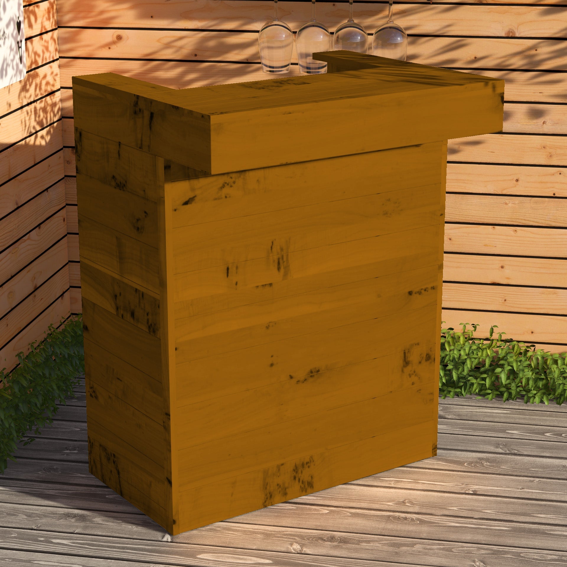 Wooden Pallet Bar 80cm Rustic Outdoor Garden Bar Storage Bars at Home