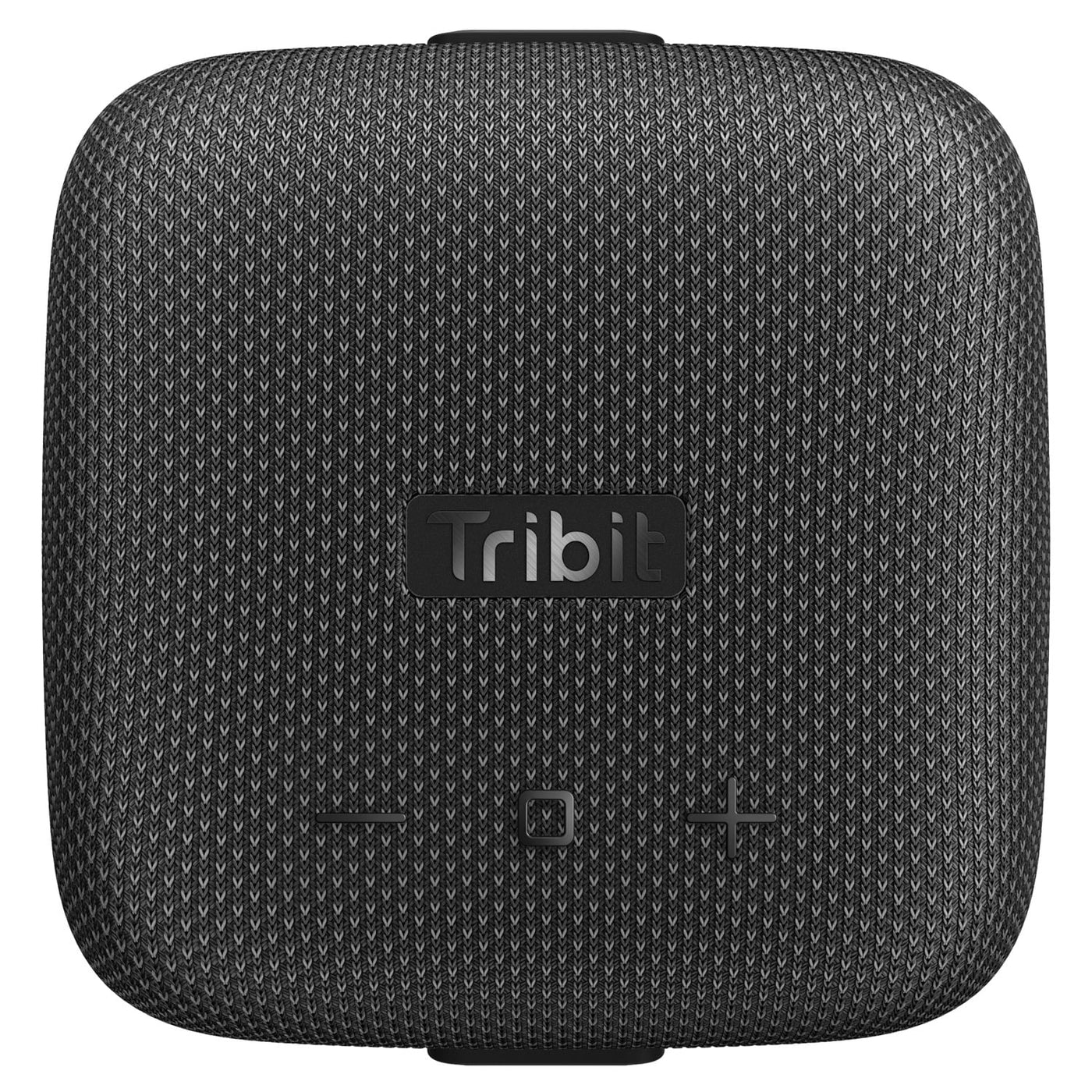 Black textured portable speaker with 'Tribit' branding on a white background