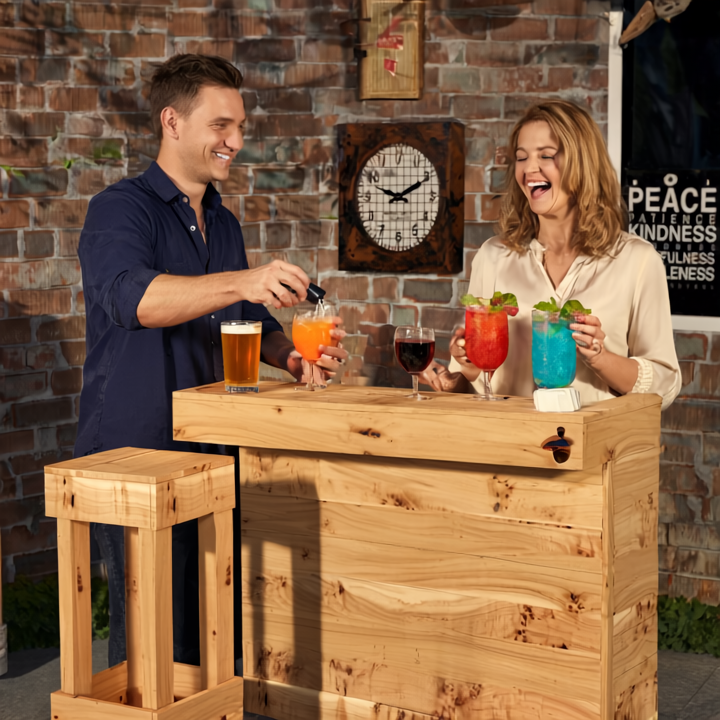 Wooden Pallet Bar 100cm Rustic Outdoor Garden Bar Storage Bars at Home