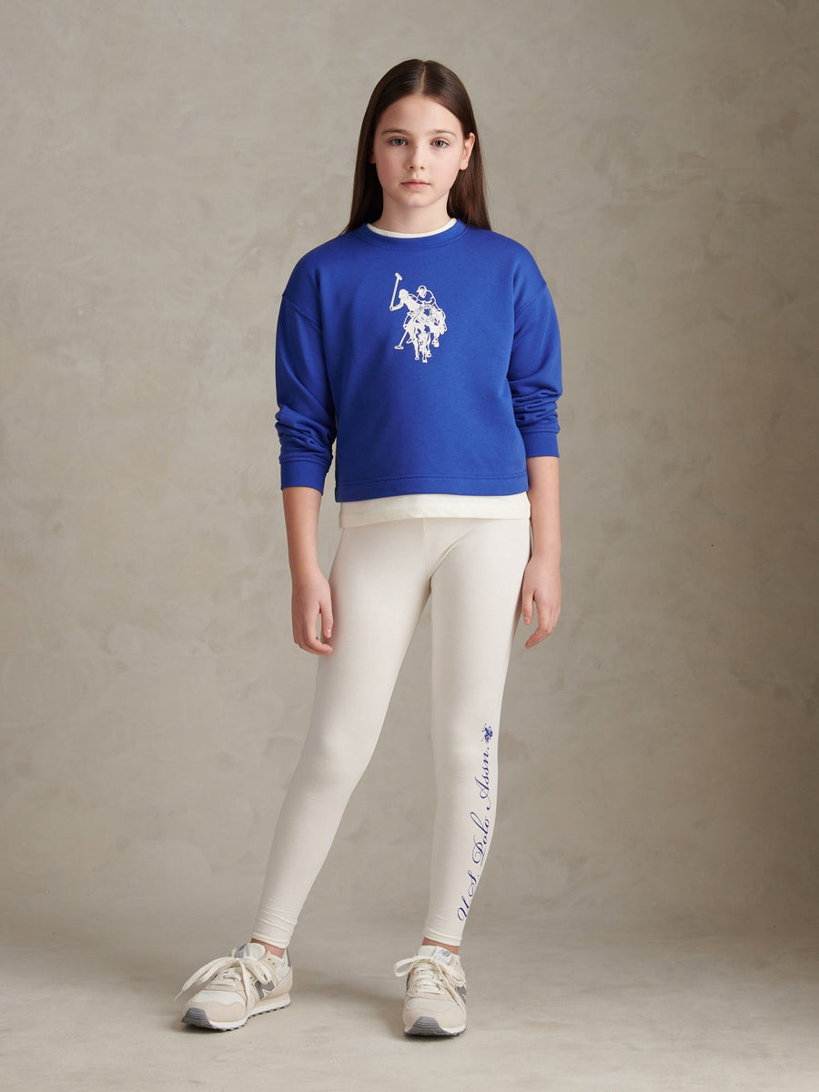 US Polo Assn Sweatshirt Legging Set Graphic Boxy Tracksuit Dazzling Blue