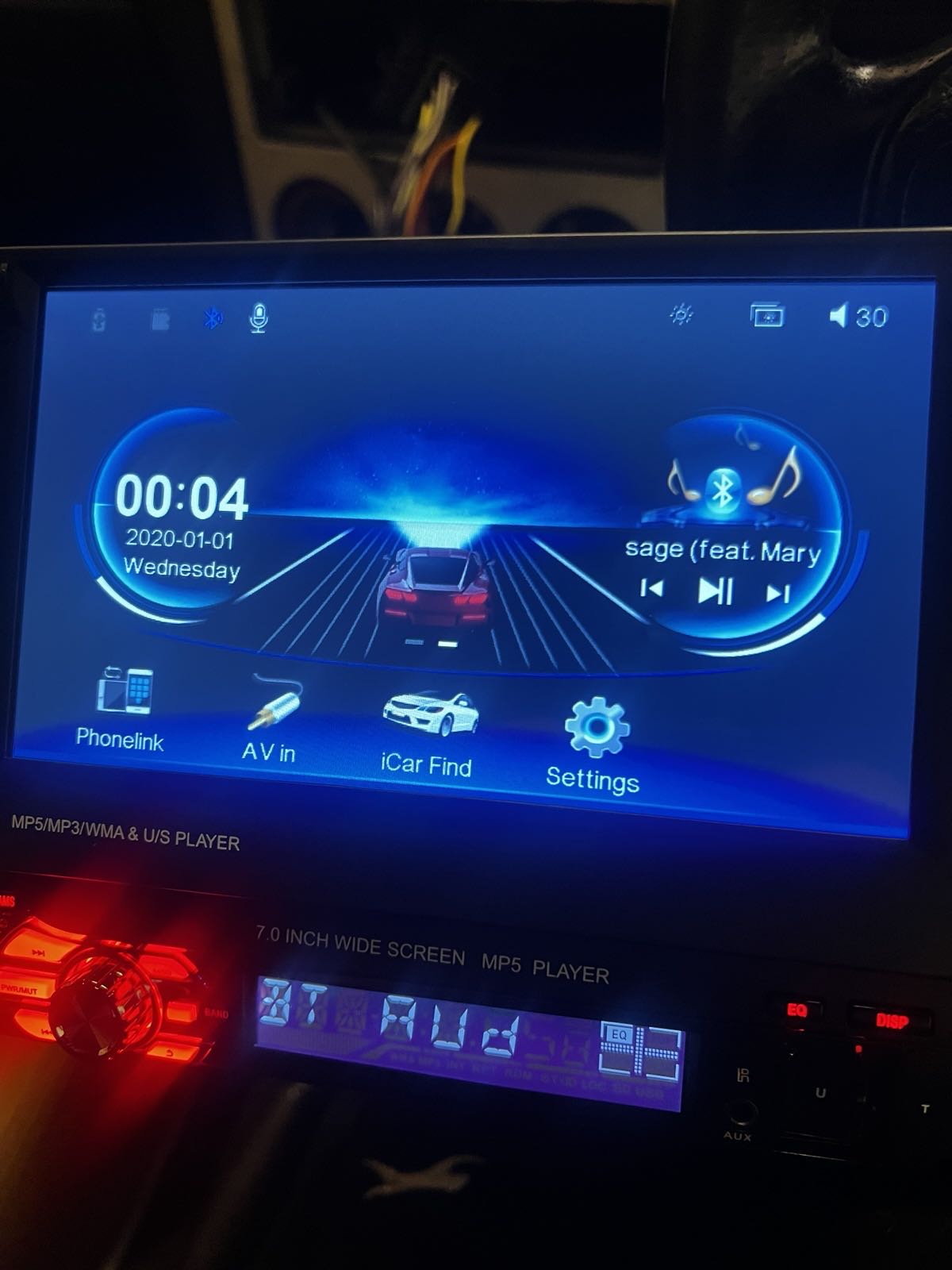 Multimedia Car Stereo 7'' 24Bit DAC, High-Speed USB2.0 Touch Screen WAV Support