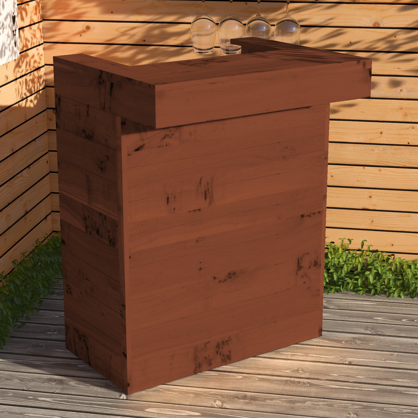 Wooden Pallet Bar 80cm Rustic Outdoor Garden Bar Storage Bars at Home