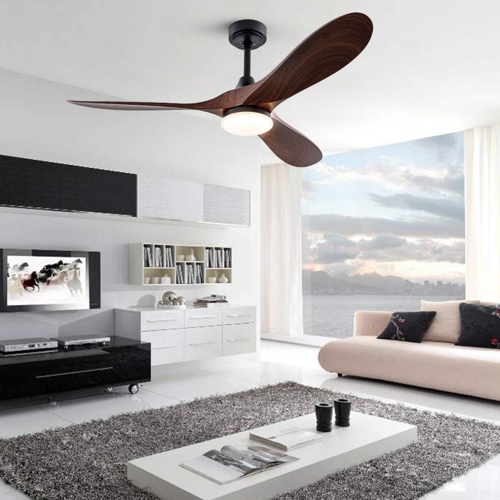 Ceiling Fan With Light 52 Inch LED Remote Dimmable ABS Blades 3000K-6500K