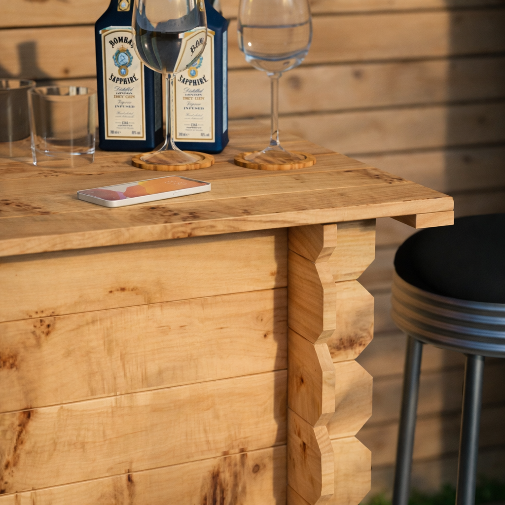 Corner Garden Bar Outdoor Wooden Interlock Drinks Bar Patio