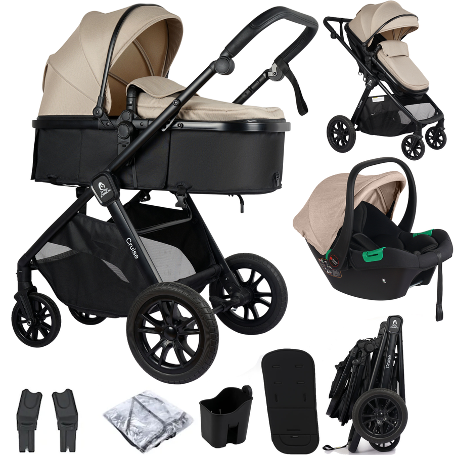 3 in 1 Travel System Baby Stroller with Car Seat Dune Beige Foryourlittleone