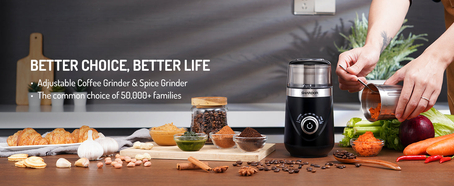 Coffee Grinder Electric 70g with 2 Stainless Steel Cups Spice Nuts SHARDOR