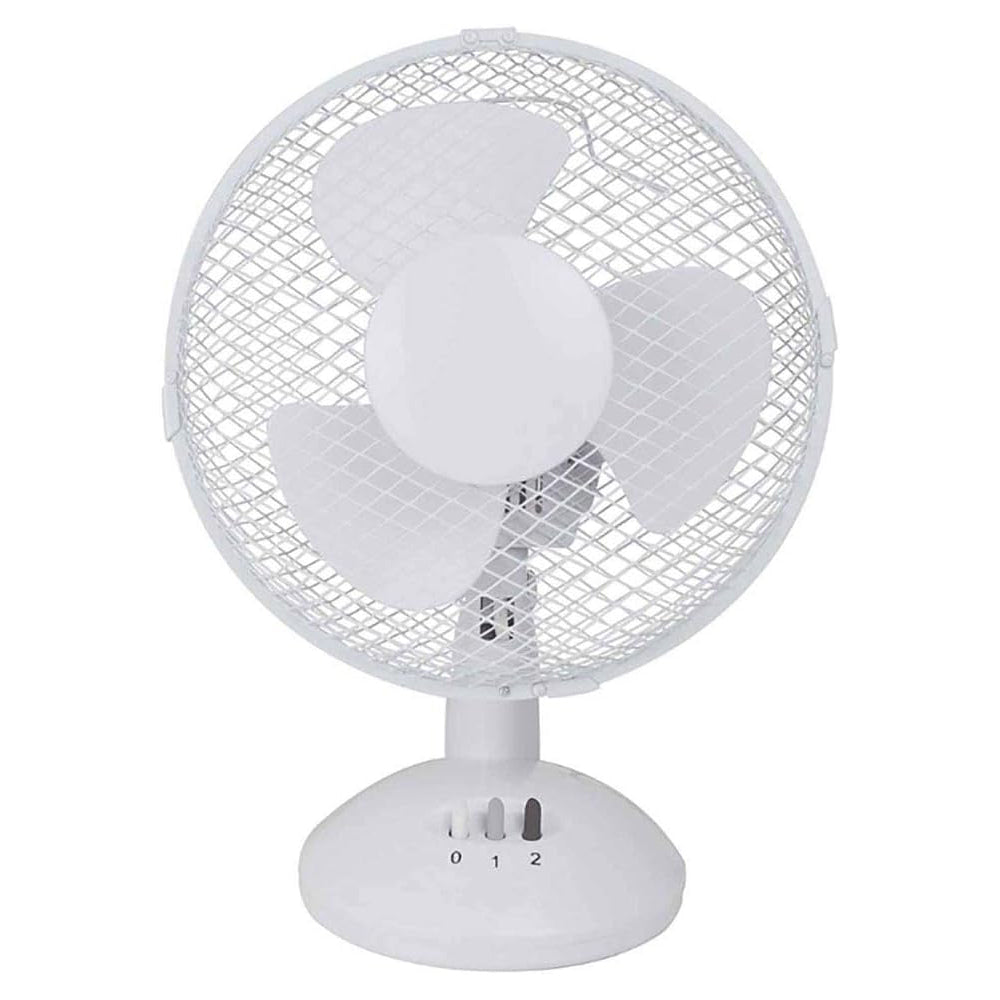 White desk fan on a white background