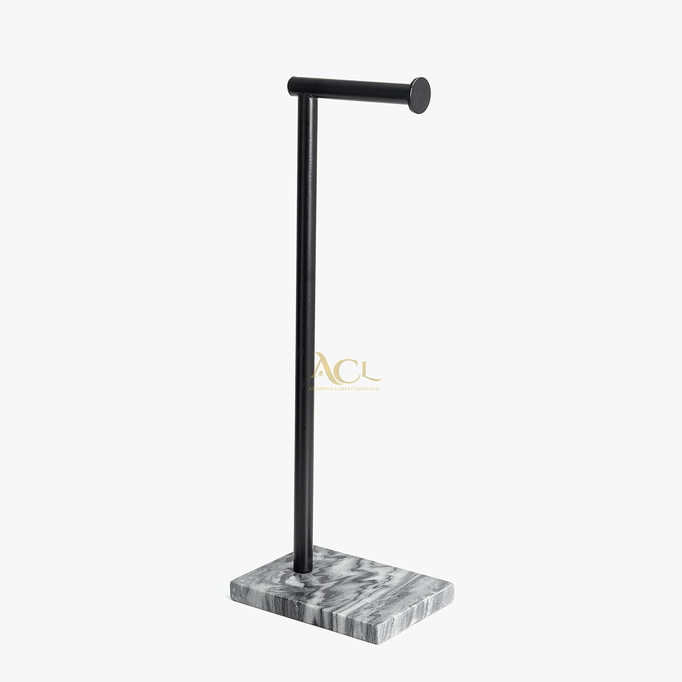 ACL Pedestal Toilet Paper Holder with Marble Base, Black - Massive Discounts