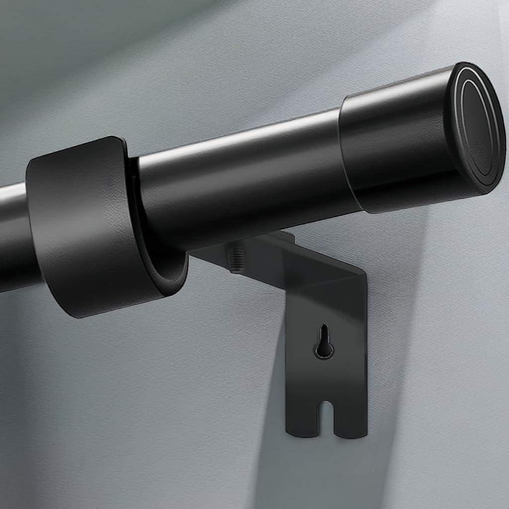 Adjustable Black Curtain Pole for Windows, 220-320CM with Fittings - Massive Discounts