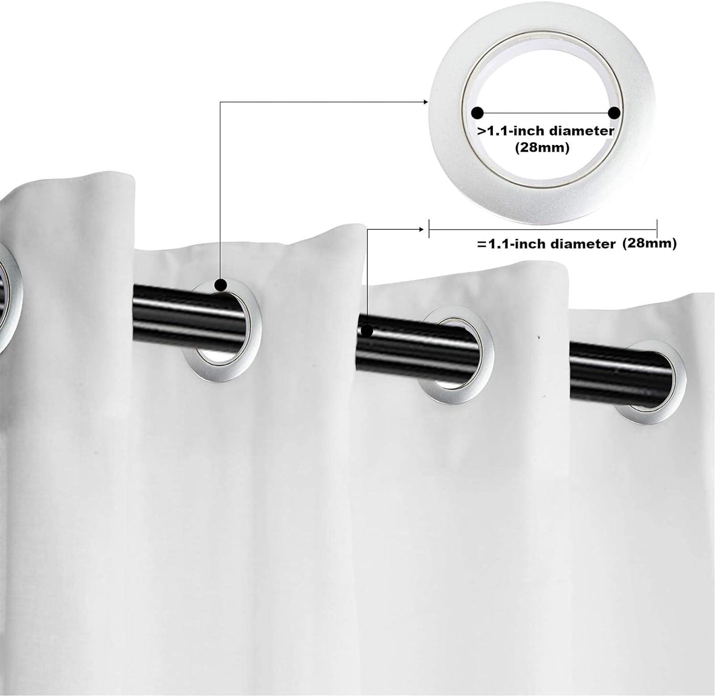 Adjustable Black Window Curtain Pole for Eyelet Curtains Door 50-230cm - Massive Discounts
