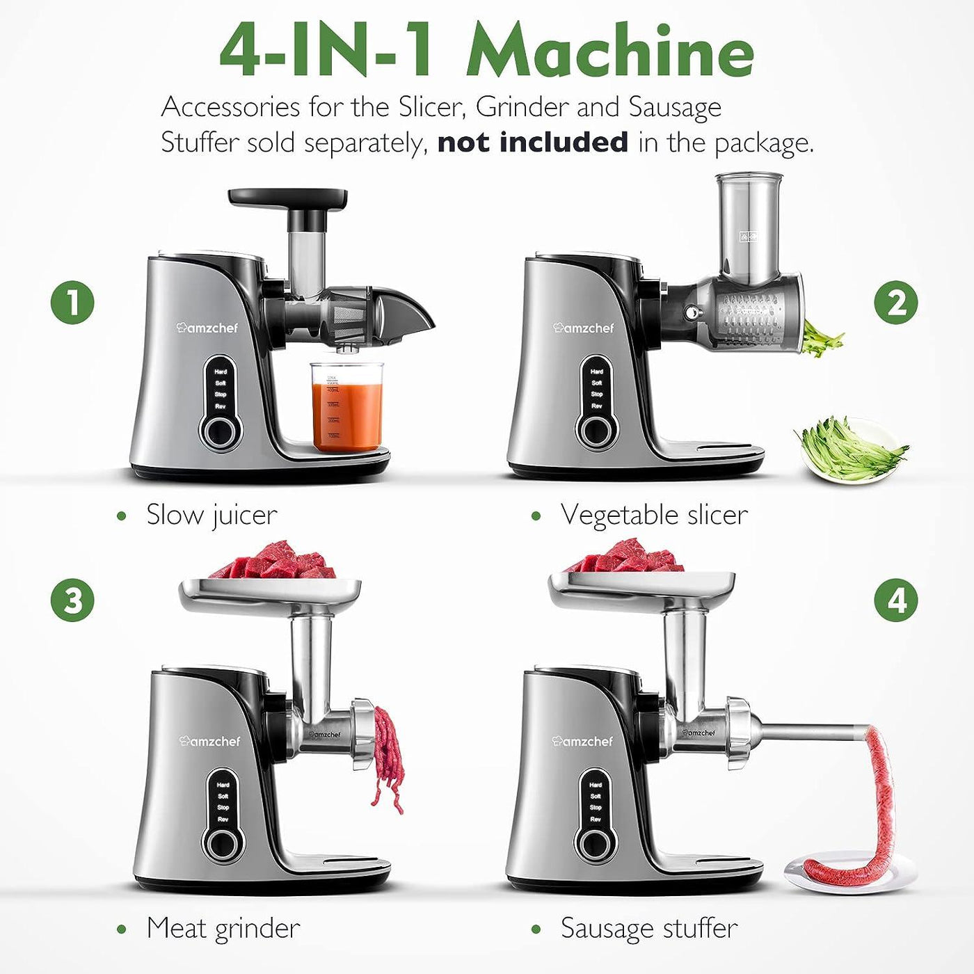 AMZCHEF Cold Press Juicer with 2 Speed Control - High Juice Yield - Massive Discounts